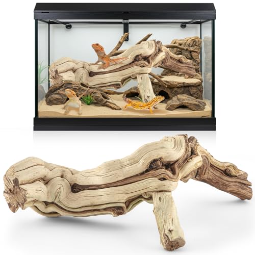 Janinka 18-20" Length Large Wood Reptile Branch for Bearded Dragon Driftwood Reptile Climbing Habitat Decoration for Terrarium Tree Trunk Ornament Gecko Frog Chameleon Spider - size: 18-20"