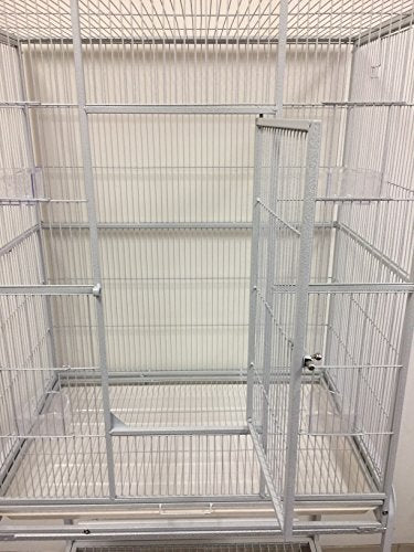 Extra Large Wrought Iron Chew-Proof 4-Levels Narrow Bar Spacing Ferret Chinchilla Squirrel Sugar Glider Rats Mices Rabbit Squirrel Hamster Cage Easy Clean Pull Out Tray with Removable Rolling Stand - color: White Vein, size: 32"L x 19"W x 60"H With 1/2" S