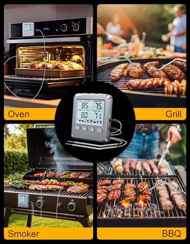 Dual Probe Meat Thermometer Digital for Cooking, Grilling & Smoking with Large LCD Backlight & Alarm, Kitchen Food Grill Thermometer, Smoker Accessories for BBQ Oven Oil Fry, Gifts for Men Dad