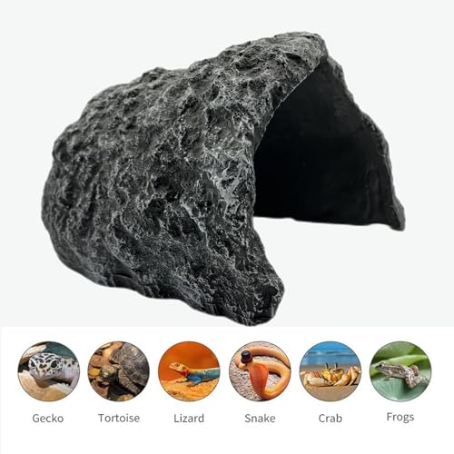 Large Reptile Habitat Hide Resin Snake Hides for Ball Pythons Reptile Hideout and Caves Bearded Dragon Hiding Simulation Rock Terrariums Hideout for Habitat Lizard Leopard Gecko Scorpions Frogs