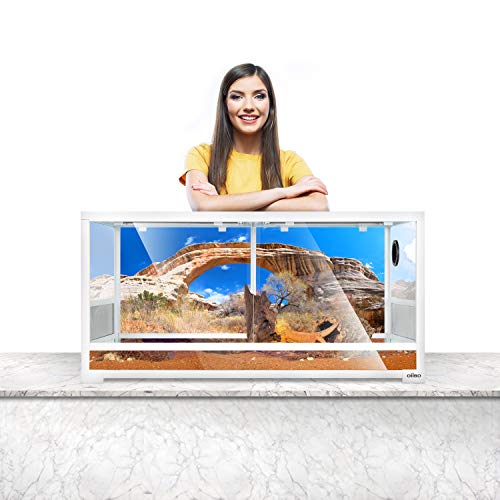 50 Gallon White Knock Down Reptile Terrarium Front Opening Cage Sliding Door with Screen Ventilation Habitat Tank 36" x 18" x 18", Easy Assembly