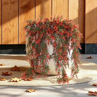 RECUTMS 4 Pcs Artificial Fall Lavender Hanging Plants 30.3 Inch, Fake Fall Baskets UV Resistant Plastic Greenery for Outdoor Home Room Farmhouse Front Porch Wedding Party Thanksgiving Day Indoor Decor | Fake Fall Baskets, UV Resistant Plastic Greenery, Ou