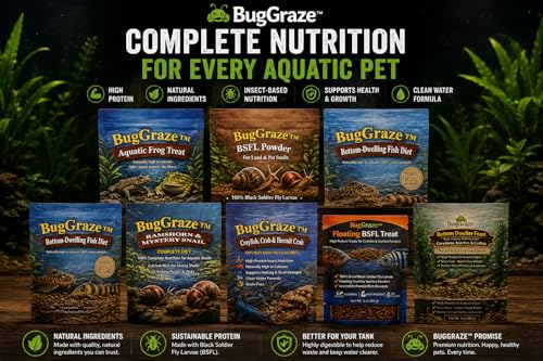 African Dwarf Frog Food – High Protein Sinking Pellets for Aquatic Frogs – Natural Insect-Based Diet – BugGraze 3oz