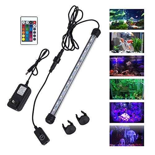 MQ 16 in Submersible LED Aquarium Light, 2.5W Color Changing Fish Tank Light with Remote Control, IP68 Crystal Glass 18 LEDs Lights Bar, for Fish Tank 20-25 inch - size: 18LED-Length 16"