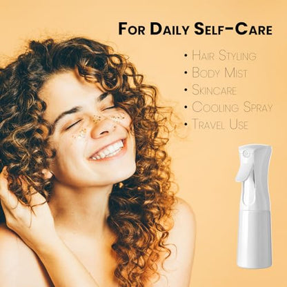 Mistifi Fine Mist Spray Bottle for Hair – Continuous Refillable Mister for Hairstyling, Barber, Salon, Beauty, Skincare, Pets –(200ml 1Pc, White bottle) - color: White bottle, style: 200ml 1Pc