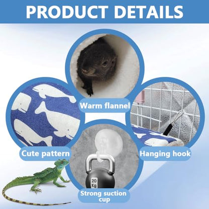 Plush Reptile Sleeping Bag Reptile Sleeping Bag Cushion for Small Pets Comfortable Plush Sleeping Bag for Lizards, Leopard Iguanas (Blue)