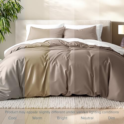 Bare Home Bedding Duvet Cover Extra Long Size - Premium 1800 Super Soft Collection - Lightweight, Cooling Duvet Cover - Soft Breathable Bedding (Twin/Twin XL, Taupe) - color: 09 - Taupe (No Comforter), size: Twin/Twin XL