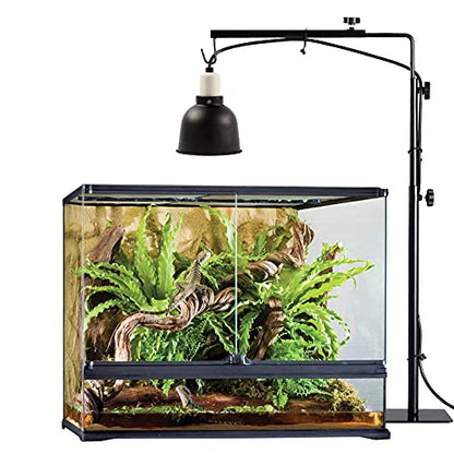 BETAZOOER Reptile Lamp Stand Adjustable 16-35 Inch Domes Heat Lamp Metal Bracket Floor Light Holder Support for Reptile Glass Terrarium Heating Light - size: Large (Pack of 1)