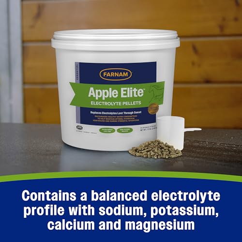 Farnam Apple Elite Electrolyte Supplement for Horses, Replaces Vital Minerals, for Hydration, No Added Sugar, Horse Supplements with Sodium, Potassium, Calcium & Magnesium, 7.5 lb, 40 Day Supply - size: 7.5 pounds