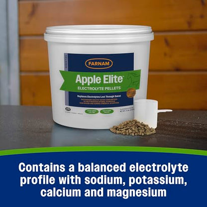 Farnam Apple Elite Electrolyte Supplement for Horses, Replaces Vital Minerals, for Hydration, No Added Sugar, Horse Supplements with Sodium, Potassium, Calcium & Magnesium, 7.5 lb, 40 Day Supply - size: 7.5 pounds