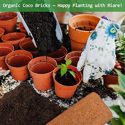 Riare 12pcs Organic Coco Coir Bricks Soil Blocks- 100% Natural Compressed Coco Peat Brick Coconut Fiber Substrate with Low EC& pH Balance, High Expansion Coco Coir Pith Coconut Husk for Garden - color: Pack of 12