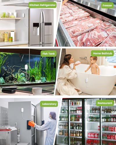 MOCREO WiFi Thermometer Freezer Alarm, Email Alert, App Notification, Data Record Export, No Subscription Fee, 2 Remote Wireless Temperature Sensors for Refrigerator, Freezer, Hot Tub - style: 1 No LCD Hub + 2 Sensors