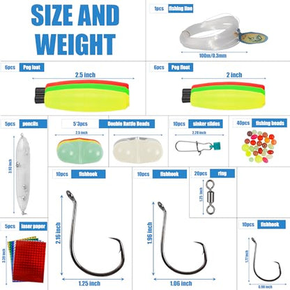 Catfish Rigs Tackle Making Kits,Catfishing Tackle Gear with Catfish Floats Lures,Sinker Slides Circle Hooks Swivels Double Rattle Beads Catfishing Tackle Equipment