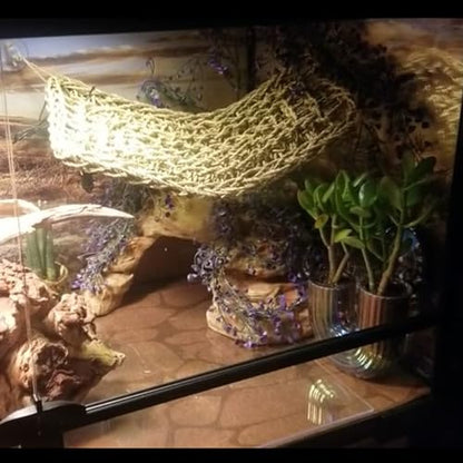 Natural Seagrass Reptile Hammock,Bearded Dragon Bed Lounger Large Flexible Purple Jungle Climbing Hanging Vine Reptile Tank Decor for Lizard,Gecko,Chameleon,Snake