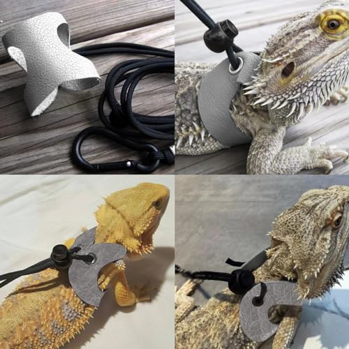 Leopard Gecko Portable Carrier with Leather Harness and Leash Set,Small Animal Travel Cage with Transparent Window,Lizard Carrier for Hamster Rabbit Gerbil Hedgehog Sugar Glider - color: Black