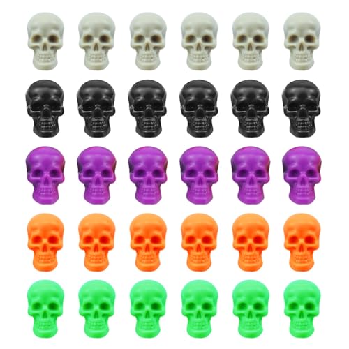 SaktopDeco Small Skull Mini Plastic Skull Heads Decor Halloween Skeleton Head for Crafts Bar Home Table Party Decorations