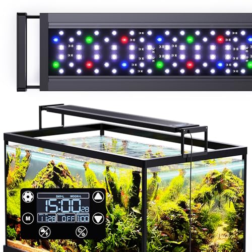 SEAOURA 24/7 LED Aquarium Light for 24-30 Inch Fish Tank, Auto On Off with Timer, 9 Colors, Adjustable Brightness, Daylight & Moonlight Mode, Full Spectrum Fish Tank Light for Plants - size: for 24-30 inch tank