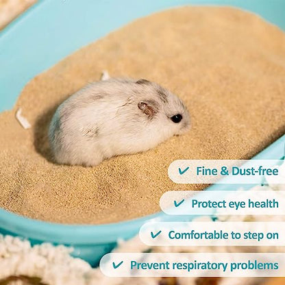 Sukh Hamster Desert Sand 15OZ - Fine Sand Bath for Reptile Hermit Crab Dwarf Hamster Chinchilla Gerbil Turtle as Zoo Med Repti Sand Substrate Hamster Bedding Cleaning Supplies Odor Control Hides Dig - color: Brown