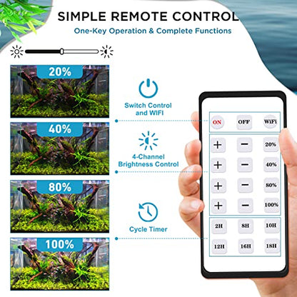 Lominie Aquarium LED Light 10 Gallon Fish Tank Light Timer Clip on Aquarium Lamp Full Spectrum 85W 6500k for Freshwater Refugium Cube Tank with Gooseneck - color: A120 Freshwater
