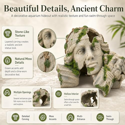 Mechpia Aquarium Hideout Cave, Reptile Cave Fish Tank Decorations Ornament Accessories for Breeding Betta Reptile Leopard Gecko