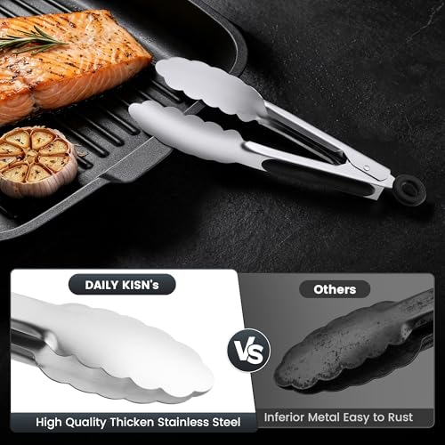 7" Small Kitchen Tongs Set of 3, Stainless Steel Ice Tongs Food Tongs, Mini Serving Tongs for Appetizers, Salad, Buffet (7", 3PCS) | Ice Bucket Tongs | For Salad/Buffet | Heat-Resistant | Dishwasher Safe - size: 7", 3PCS
