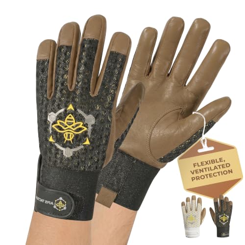 Professional Beekeeping Gloves, Premium 5mm Goatskin w/Patented Ventilation & Dexterity - Beekeeping Supplies - color: Black, size: Large