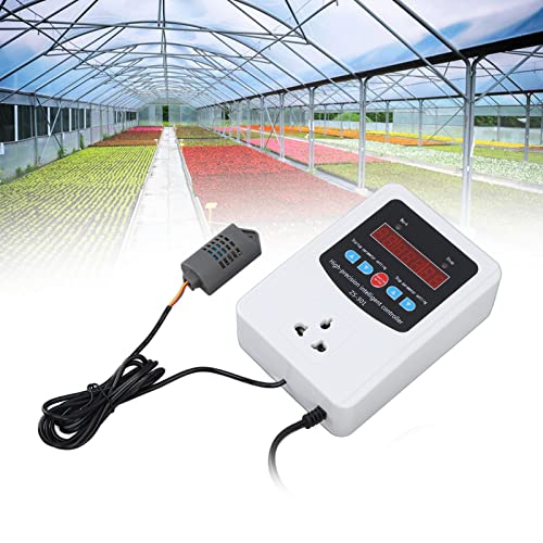 Humidity Controller,1500W Digital Humidity Controller LCD Display Humidistat Plastic Timing Air Humidity Controller for Home Farm Greenhouse (110V-US)