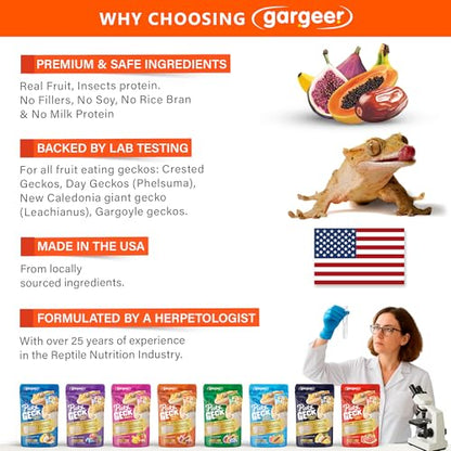 Gargeer 'Picky Geck' Energy Nectar - Premium Crested Gecko Food | Calcium-Rich Fruit Formula for Bone Strength & Energy Support | No Fillers - Only Premium Ingredients | 2oz | Made in USA - size: 2 Ounce (Pack of 1)