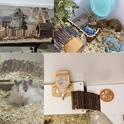Hermit Crab Climbing Toys, Wooden Hermit Crab Hideout, Reptile Tank Habitat Decor, Bendable Ladder Bridge Tunnel Toys for Lizard Chameleon Hamster Rats Chinchilla Guinea Pig Rabbit Bearded Dragon - style: 11.8×5.9 Inches