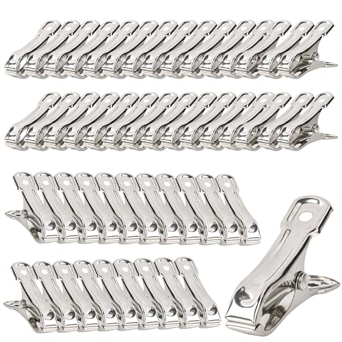 RAINFLOW 50 PCS Garden Clips - Stainless Steel Greenhouse Clamps,Grip Strong Heavy Duty Metal Greenhouse Supplies,Garden Clips for Netting, Hoops,Shade Cloth,Plant Cover