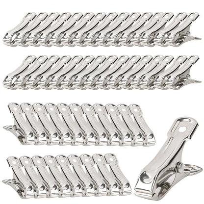 RAINFLOW 50 PCS Garden Clips - Stainless Steel Greenhouse Clamps,Grip Strong Heavy Duty Metal Greenhouse Supplies,Garden Clips for Netting, Hoops,Shade Cloth,Plant Cover