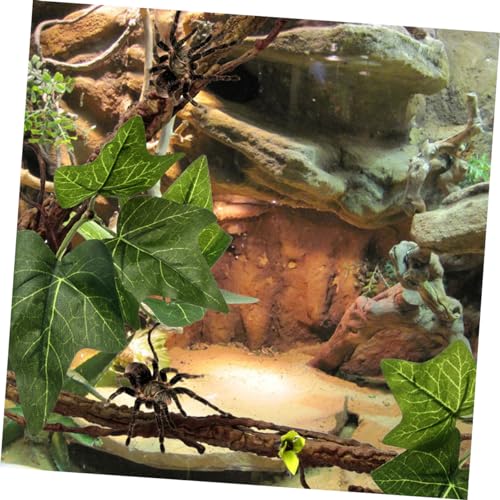2pcs Jungle Vine Decor for Reptile Terrarium Bendable Artificial Plant with Strong Suction Cups Fake Leaves Habitat Ornament for Lizard Gecko Snake and Crab Tanks