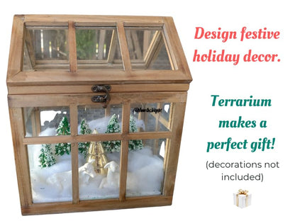 Orchid & Ivy Large Rustic Wood & Glass Plant Succulent Terrarium with Lid - 12" x 9.8" x 7" Decorative Farmhouse Tabletop Greenhouse Display for Air Plants, Dioramas, Fairy Gardens, Candle Lantern