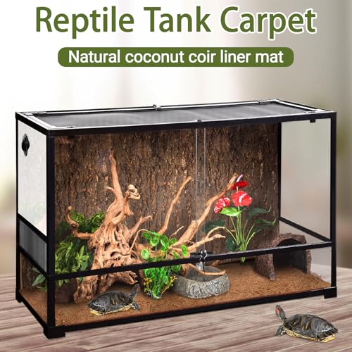 ZeeDix 3 Rolls Reptile Carpet, 24 x 48 inches Natural Coconut Fiber Liner Mat Flooring Accessories for Reptile Tank - Bearded Dragon Tortoise Lizard Turtle Snake Leopard Gecko Substrate Bedding - size: 3 Pcs (24X48in)