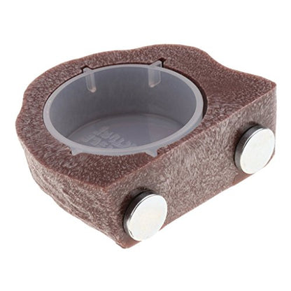 Magnetic Reptile Food Water Bowl Terrarium Reptile Feeder Feeding Dish for Gecko, Lizard, Turtle (Brown) - color: Brown