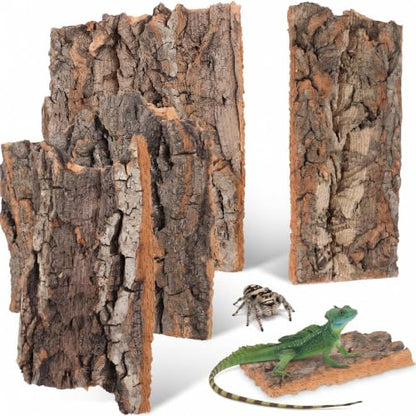 DOITOOL 4Pcs Cork Bark for Reptiles, Natural Cork Flats Reptile Bark for Terrarium Background, Climbing Mat Habitat Decoration for Spider Lizard Chamelons Turtle Beared Dragon