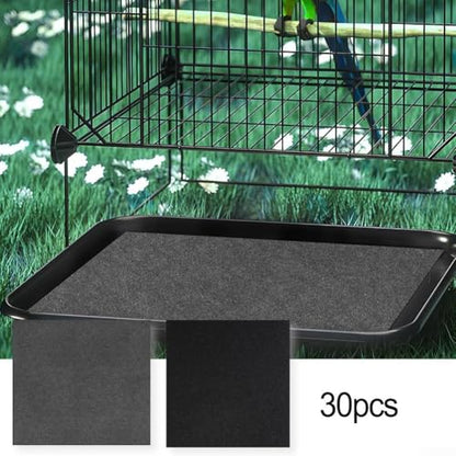 FABULETTA 30 Pack Disposable Bird Cage Liners 20x18 Inch Precut Felt Pads Odour Absorbing Dust Mats for Parrot Conure Small Animals(gray) - color: gray