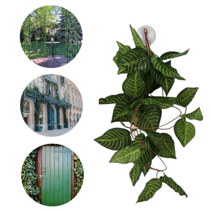 Pssopp Lifelike Plant Decorative Hanging Silk Terrarium Plant with Suction Cup for for Reptile Rainforest Box Aquarium Landscape(NFF‑84)
