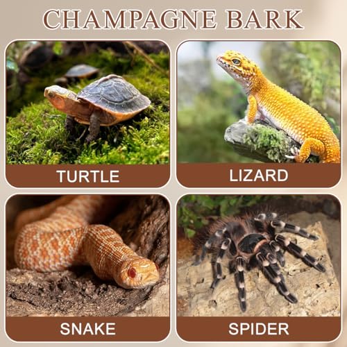 Housoutil Reptile Cork Bark Decor, 4pcs Natural Wood Tree Bark Reptile Hides, Small Cork Flats Bearded Dragon Tank Accessories for Turtles, Lizards, Bearded Dragons, Chameleons, Spider, Snake