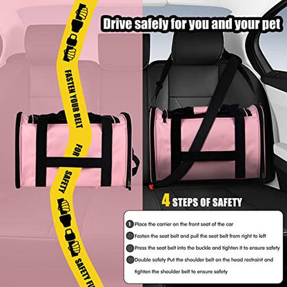 Cat Carrying Case - Pet Carrier Airline Approved, Protable and Breathable Pet Travel Carrier Removable Fleece Pad, Collapsible Cat Carrier Dog Carrier for Medium Cats Small Cats Dogs (Small, Pink) - color: pink, size: 15.0"L x 10.0"W x 10.0"H