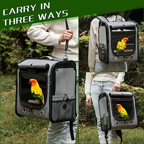Bird Carrier Bag Bird Travel Cage with Stand, Lightweight Backpack for Parrot, Portable Bird Travel Bag, Pet Transparent Breathable Travel Cage (X-Large) - size: X-Large