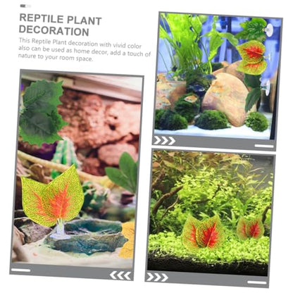 YARNOW 4pcs Artificial Reptile Plant Ornament with Suction Cup, Simulation Plastic Aquarium Plants Decoration for Fish Tank and Terrarium Habitat