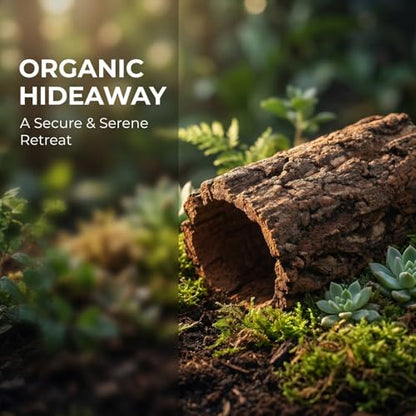 DECHOUS Natural Cork Round Reptile Hideaway - 7. 87x4. 7 Inch Terrarium Decor Tree Bark Reptile Hide Cave for Leopard Gecko Crested Gecko and Amphibians