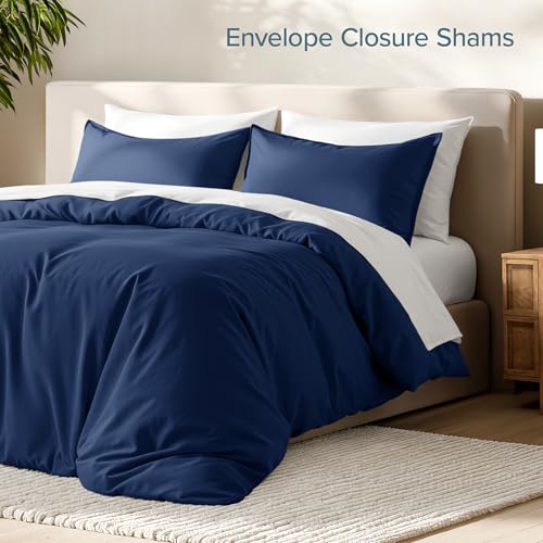 Bare Home Bedding Duvet Cover Extra Long Size - Premium 1800 Super Soft - Lightweight, Cooling Duvet Cover - Soft Breathable Bedding (Twin/Twin XL, Dark Blue) - color: 15 - Dark Blue (No Comforter), size: Twin/Twin XL