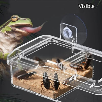 Escape Proof Reptile Feeding Dishes with Suction Cups, Small Anti-Escape Mealworms Bug Food Feeder Bowl for Lizard Leopard Gecko Chameleon Terrarium Tank Accessories