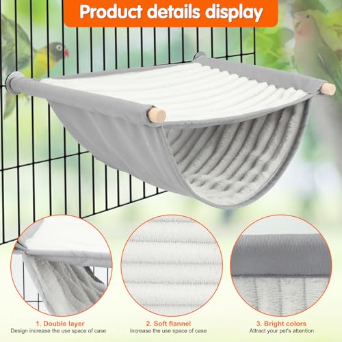 BWOGUE Winter Warm Bird Nest Bed Hanging Hammock Snuggle Hut Parrot House Tent Toy Bird Cage Perch for Parakeet Budgies Cockatiels Lovebird Cockatoo Finch Hamster Chinchilla Guinea Pig(Large, Grey) - color: Grey, size: Large (13.56"x9.2")