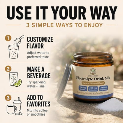 Raw & Unflavored Electrolytes Powder - Natural Fasting Salts | Microplastics Tested | No Flavor, Sugar, Stevia, or Citric Acid | Clean Keto & Carnivore | Glass Jar & Wood Scoop | No Plastic Packaging