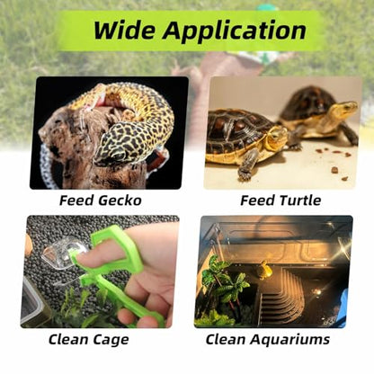Romansk 3 Pack Reptile Feeding Clamp, Reptile Poop Scoop Reptile Feeding and Cleaning Tool for Gecko Lizard Bearded Dragon and Other Small Animals
