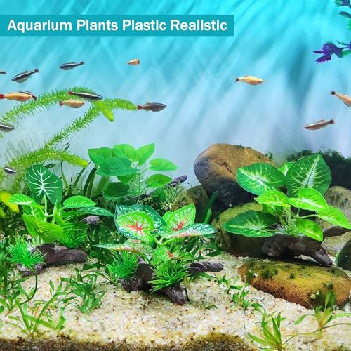 4 Pcs Silk Aquarium Plants for Betta Fish,Betta Fish Tank Decor, Plastic Artificial Plants for Reptile, Turtle and Goldfish