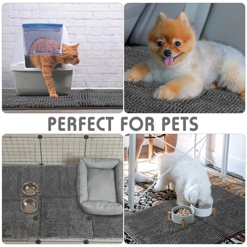 Amylove 4 Pcs Guinea Pig Cage Liner 14 x 28 Inch Washable Chenille Pee Pads Pet Dog Cat Bedding Training Mat Reusable for Small Animals Puppy Bunny Hamster Chinchilla - color: Dark Gray, size: 14 x 28 Inch, style: Low Pile Chenille